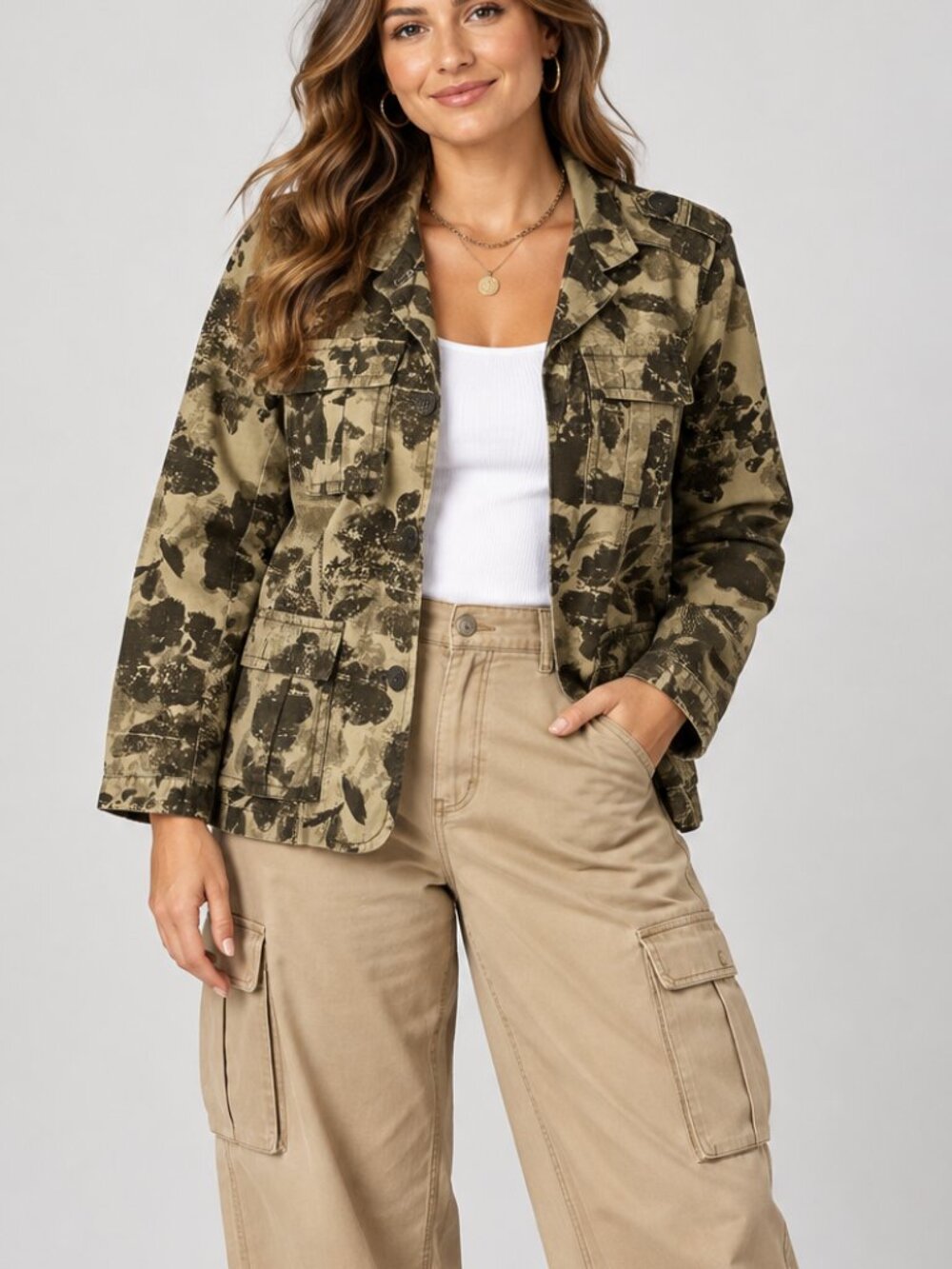 Eddie Bauer Floral Camo Utility Jacket Size Large